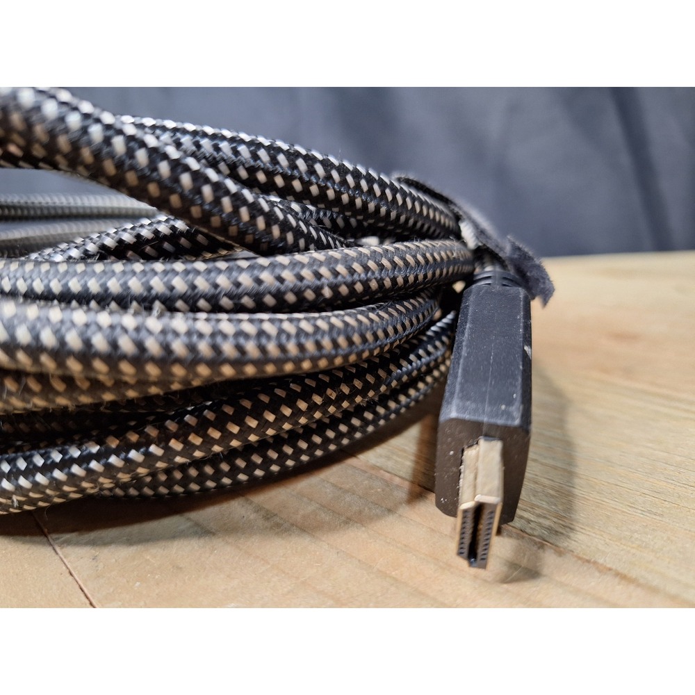 20 Ft Braided HDMI Cable Gold Plated High Speed Black Silver Pattern Cord - Picture 3 of 6